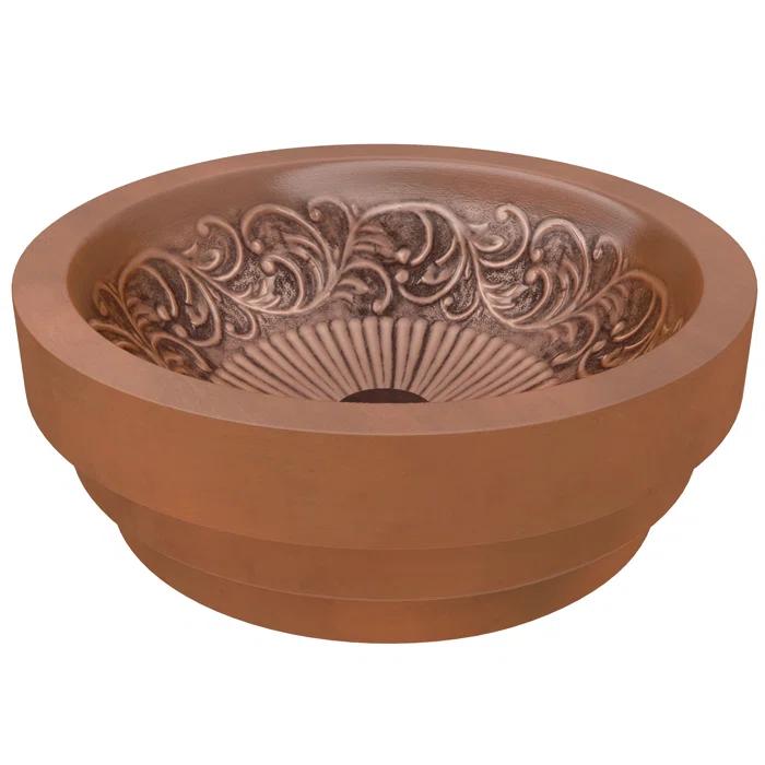 ANZZI Admiral 17'' Polished Antique Copper Copper Circular Bathroom Sink