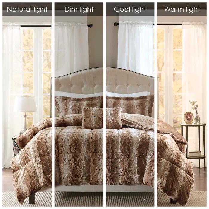 Madison Park Zuri Faux Fur Comforter Set
