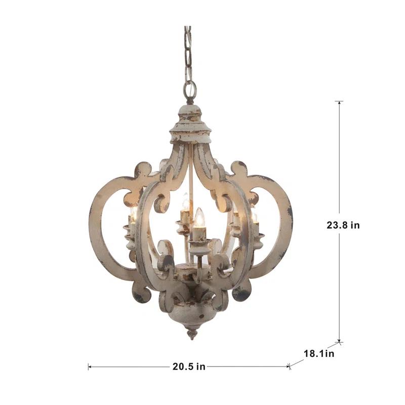 Cheree 6 - Light Wood Dimmable Geometric Chandelier