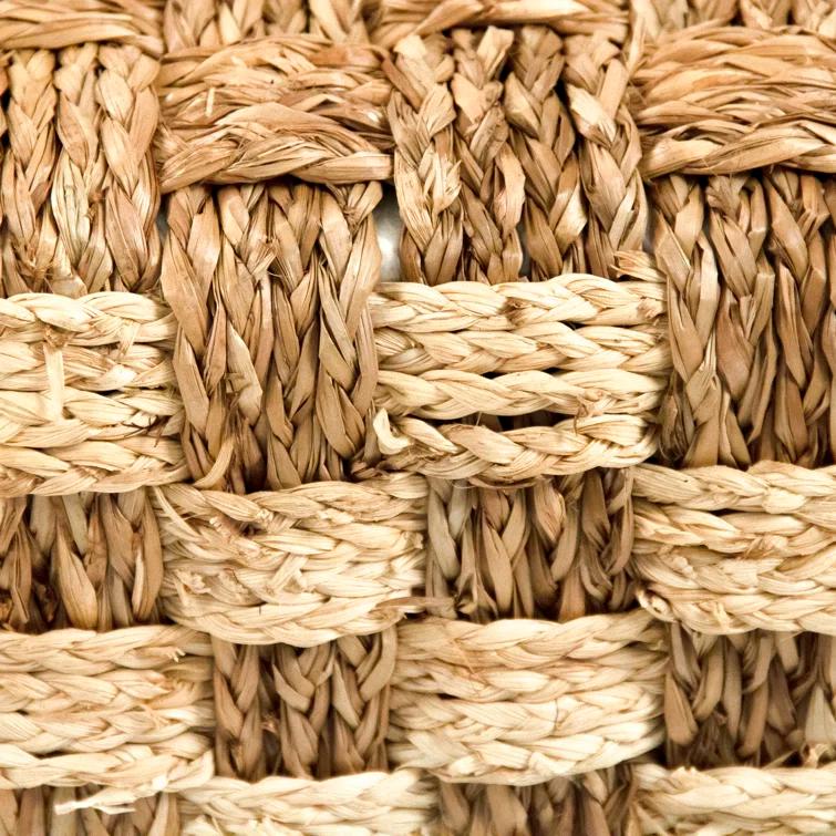 Zentique  Hand Woven Seagrass Corn Husk Leaf Pouf