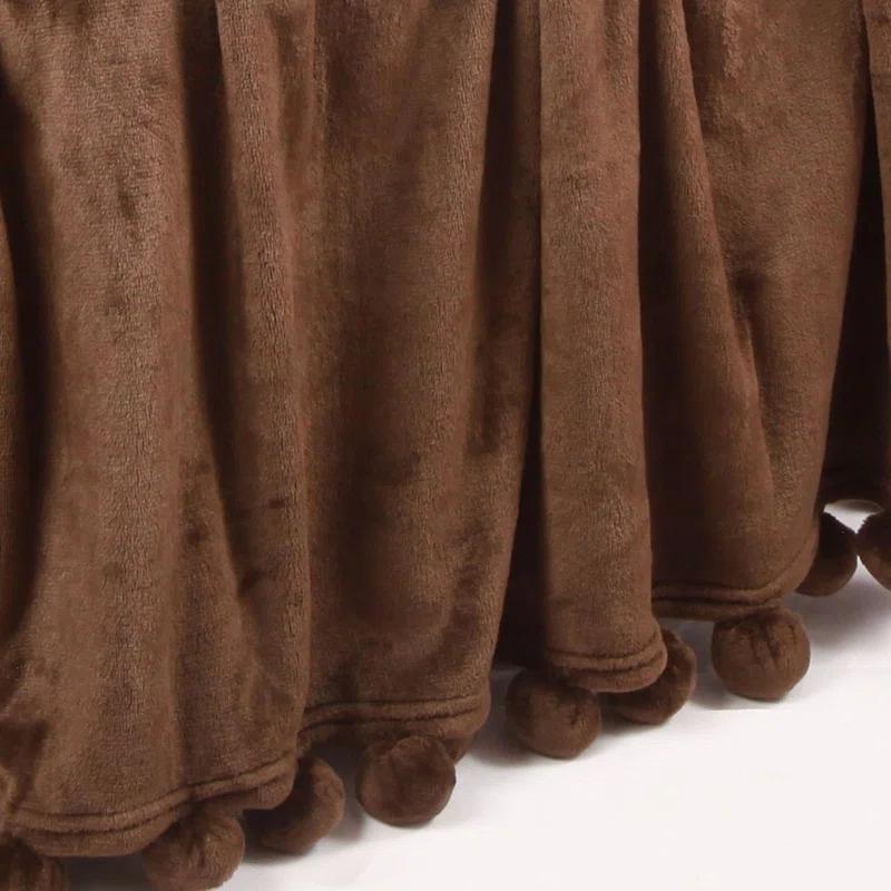 Flannel Fleece Pom Pom Blanket