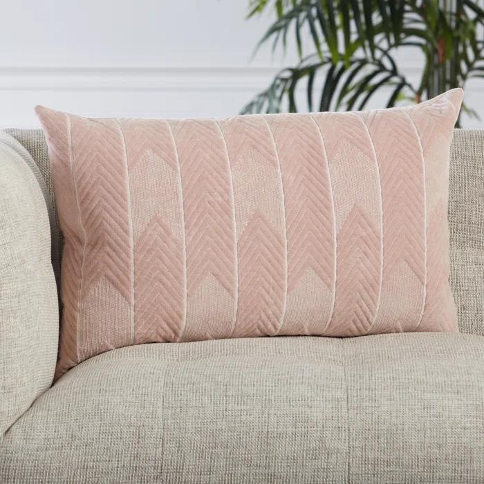 Floretta Embroidered Cotton Lumbar Throw Pillow