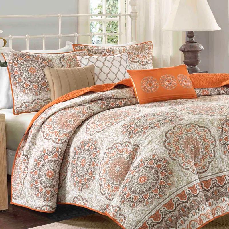 6 Piece Reversible Quilt Set with Throw Pillows