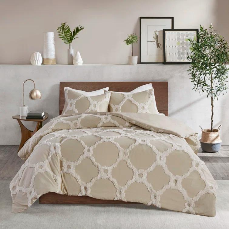 Pacey 3 Piece Tufted Cotton Chenille Comforter Set