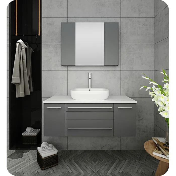 Fresca Lucera 42" Wall Mount Single Vessel Sink Bathroom Vanity Base Only (Top & Sink Not Included)