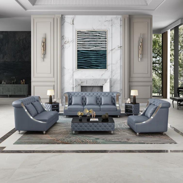 European Furniture Mayfair 66.5'' Leather Loveseat