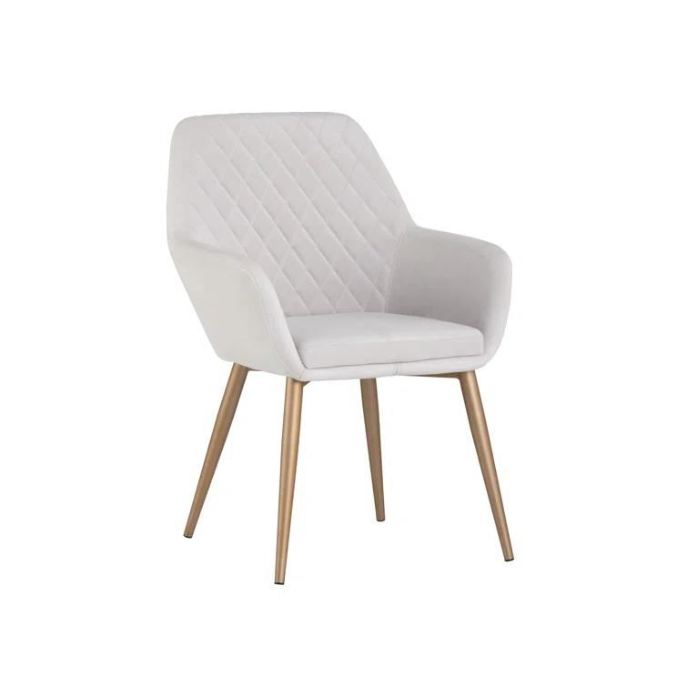 Antonio Linen Upholstered Arm Chair with Champagne Gold Metal Frame