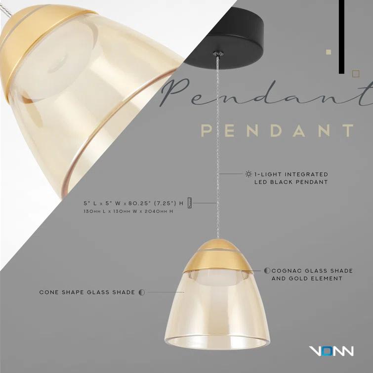 VONN Lighting Roma 5-in 100-277V 1-Light ETL Certified Integrated LED Height Adjustable Pendant Lighting