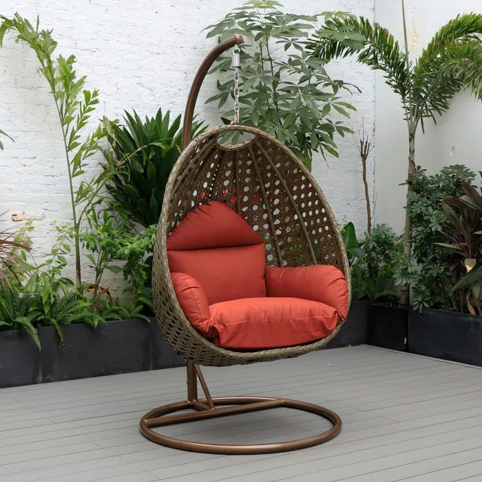 Dakota Fields Brookstonval 1 Person Hanging Egg Swing Chair with Stand