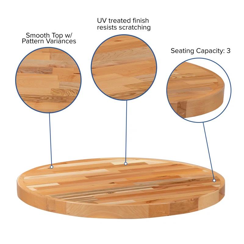 Flash Furniture Mayfair Round Butcher Block Style Table Top - Restaurant Table Top
