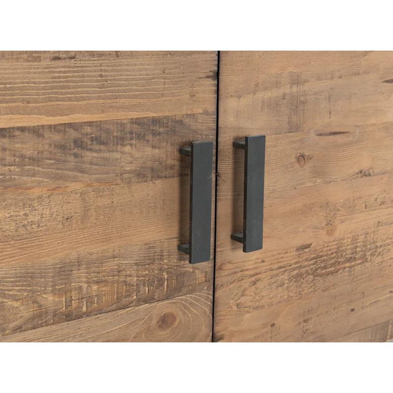 Martine Reclaimed Pine and Iron 79" Media Console with Cabinet