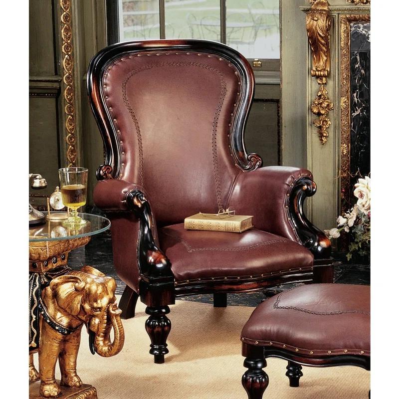 Design Toscano Victorian Faux Leather Armchair