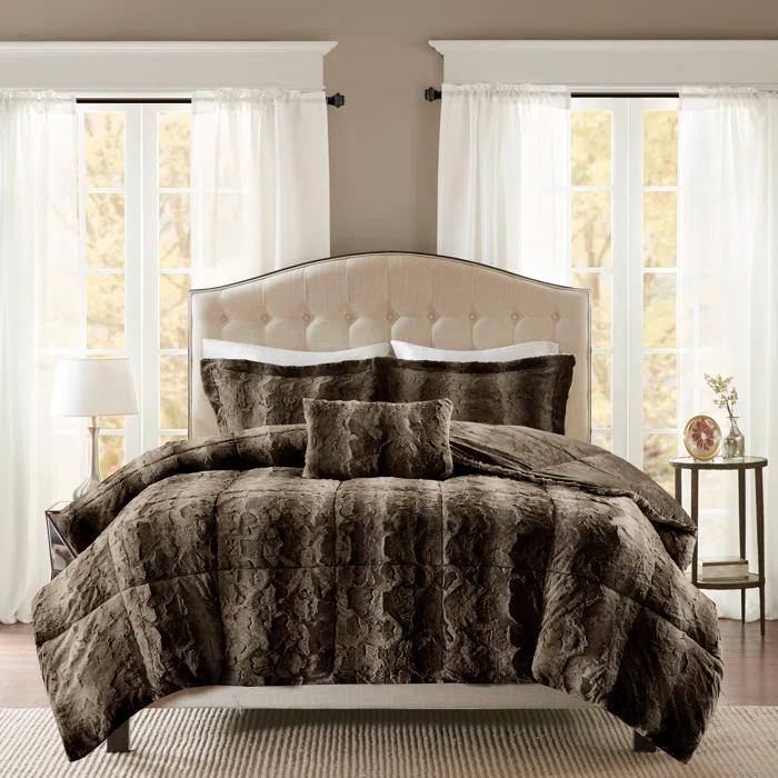 Madison Park Zuri Faux Fur Comforter Set