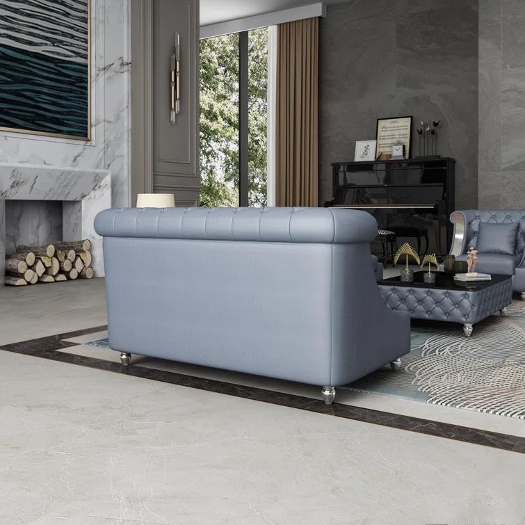 European Furniture Mayfair 66.5'' Leather Loveseat