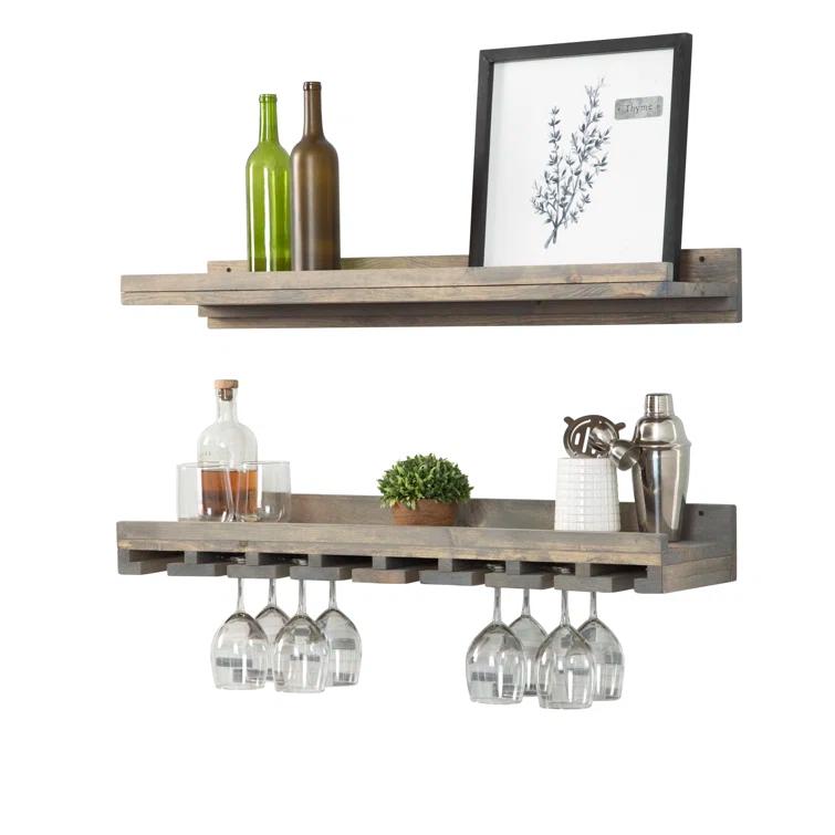 Birch Lane™ Charla Solid Wood Wall Mounted Wine Glass Rack