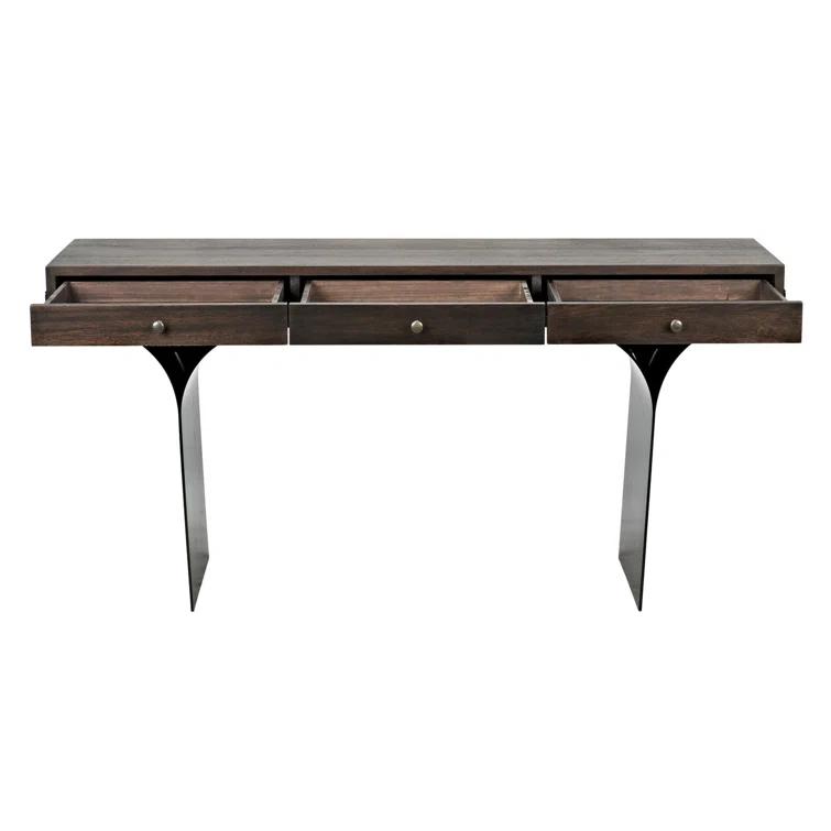 Truss Solid Wood Top Metal Base Writing Desk