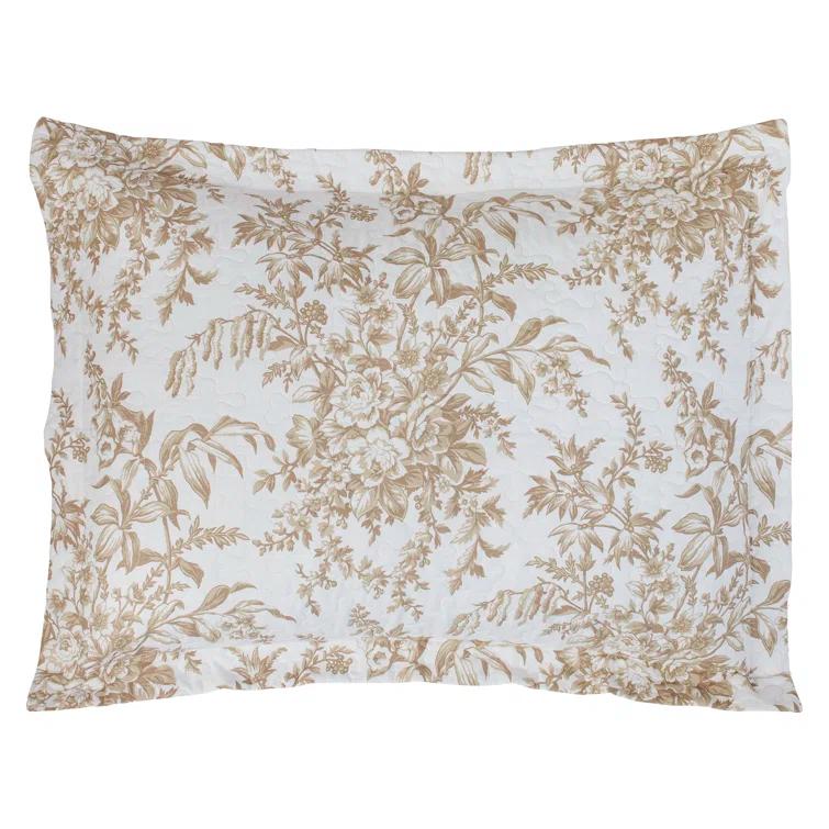 Laura Ashley Full/Queen Bedford Reversible Quilt Set Mocha: Includes 2 Shams, Machine Washable