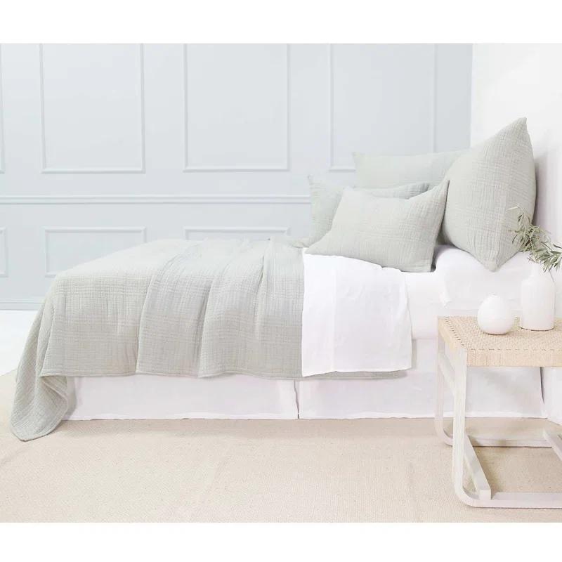 Arrowhead Textured Cotton Blanket by Pom Pom at Home - Mist / Twin