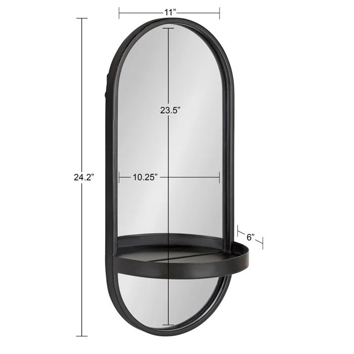 Lumi Metal Flat Mirror with Shelves