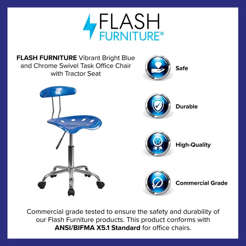 Flash Furniture Bonavant Adjustable Swivel Chair for Desk and Office with Tractor Seat