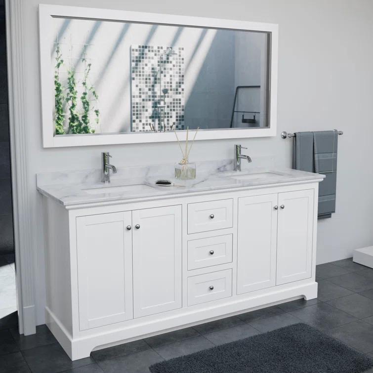 Avery 72'' Double Bathroom Vanity with Stone Top