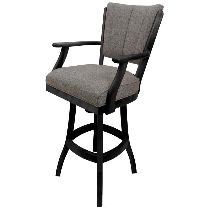 Tobias Designs Custom Wood Bar Stools Swivel Upholstered Counter Stool with Solid Wood Frame