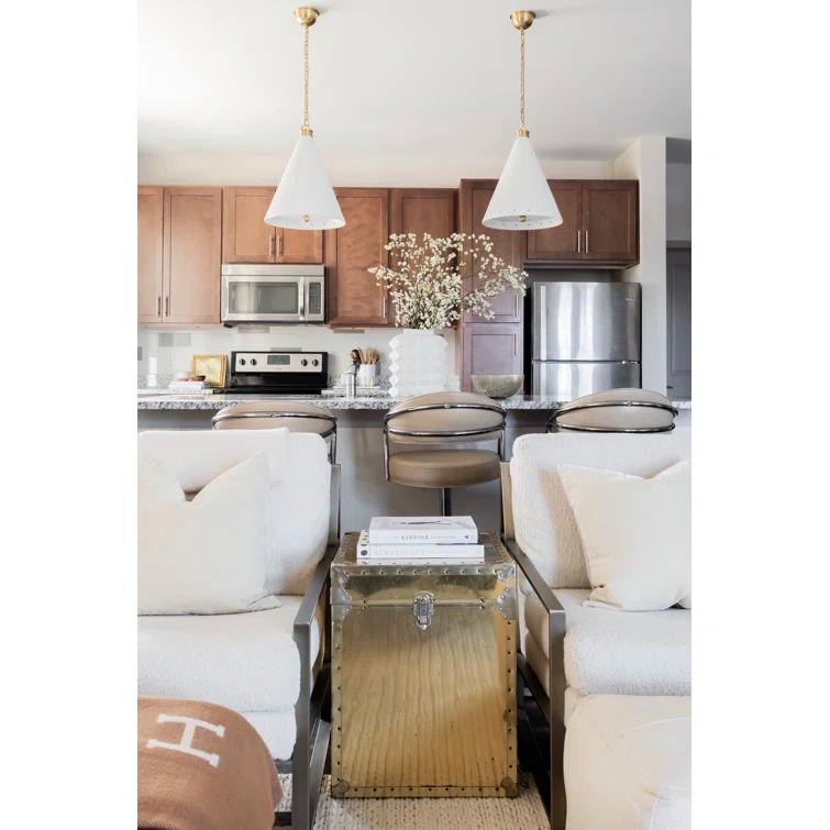 Buxton Pendant Light - White and Brass / Medium