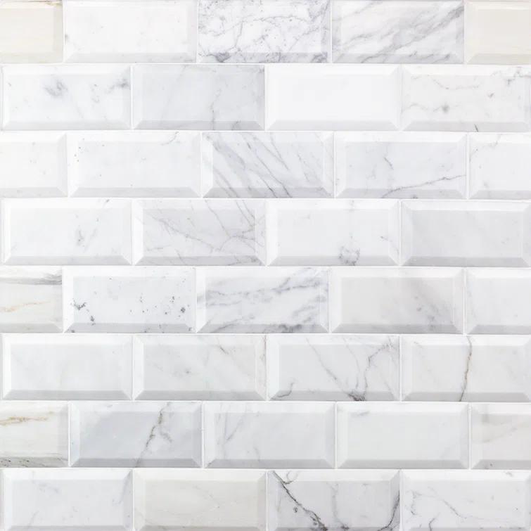 Calacatta 3" x 6" Marble Marble Look Subway Wall & Floor Tile