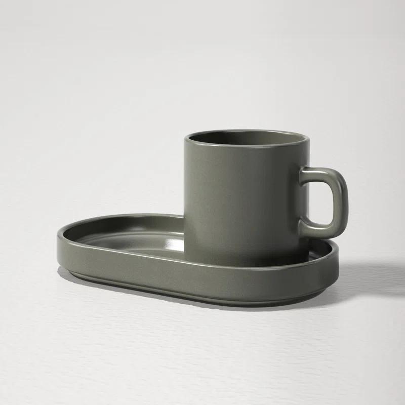 PILAR Stoneware Espresso Cup with Tray