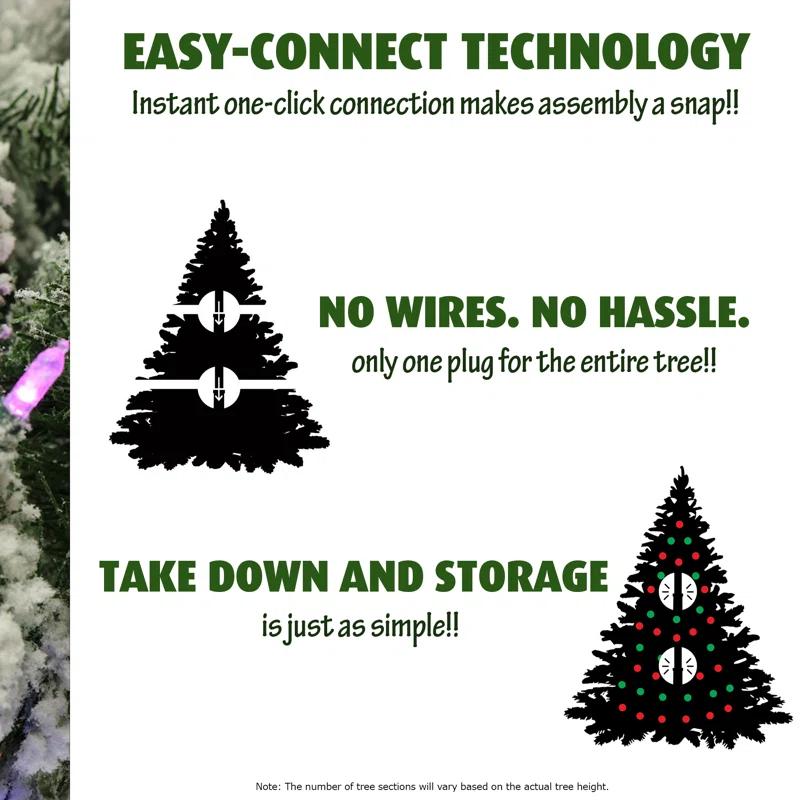 Fraser Hill Farm 6.5-Ft Prelit Homestead Pine Frosted Christmas Tree with EZ Connect Clear Smart Lights, Pinecones, and Berries