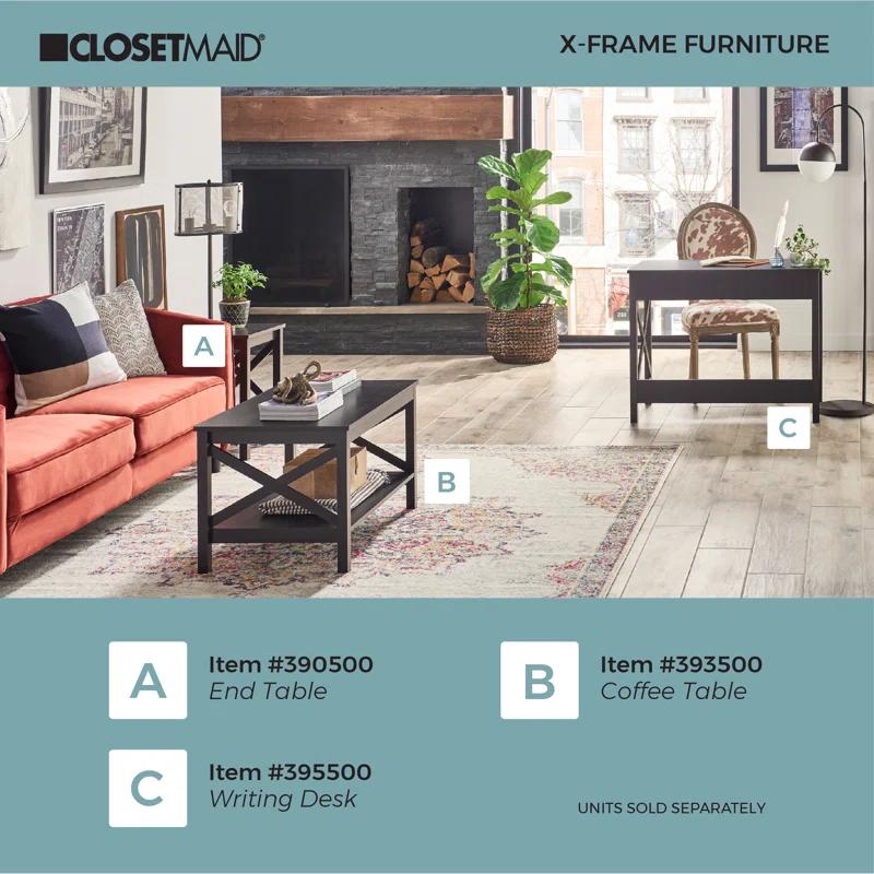 ClosetMaid X-Frame Furniture Two-Tier Coffee Table with Shelf