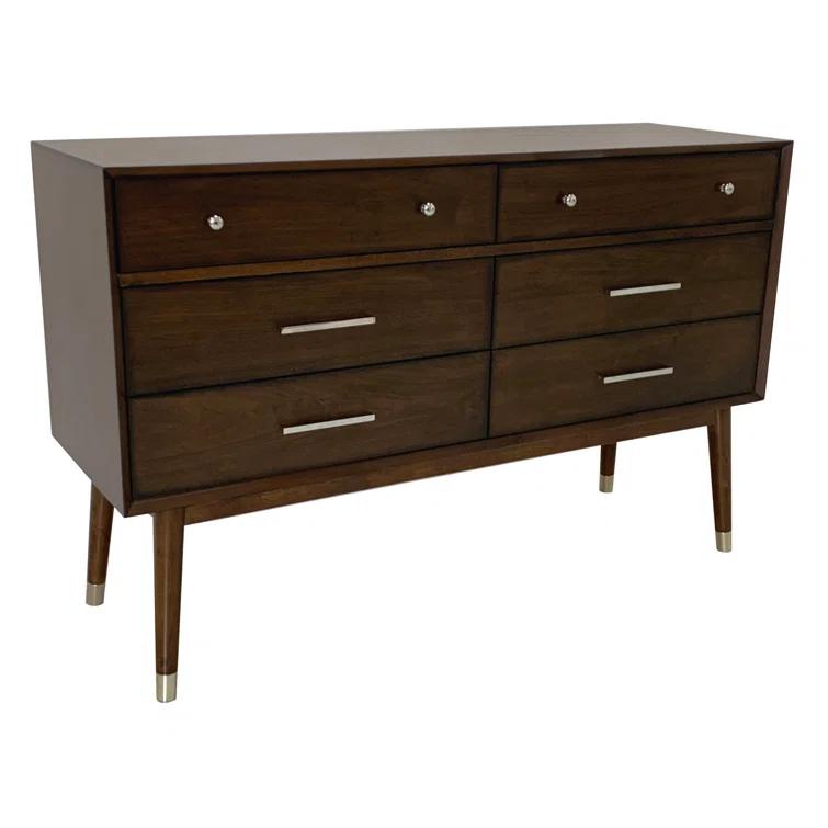 Safavieh Couture Home Collection Madden Retro 6-Drawer Dresser, Silver/Walnut
