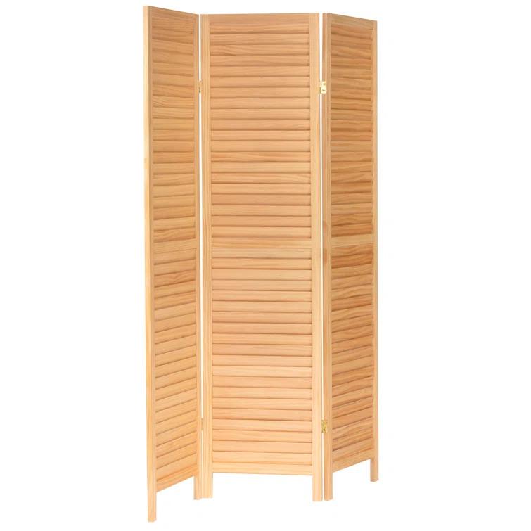 Oriental Furniture 6 ft. Tall Wooden Louvered Room Divider Natural - 3 Panel