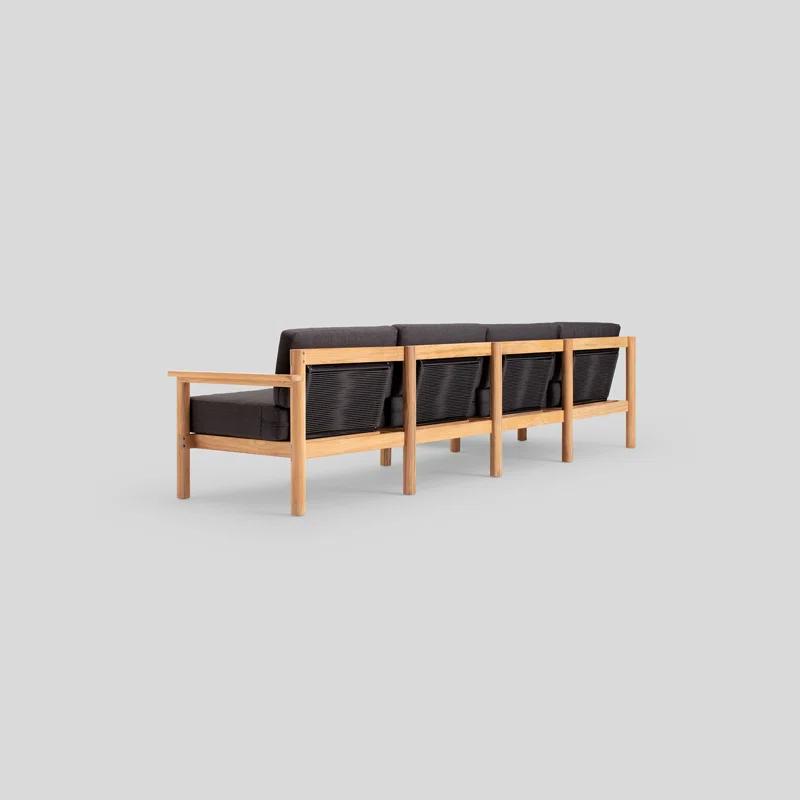 Haven 5-Piece Teak Outdoor Sectional with Sunbrella Cushions and Wooden Armrest