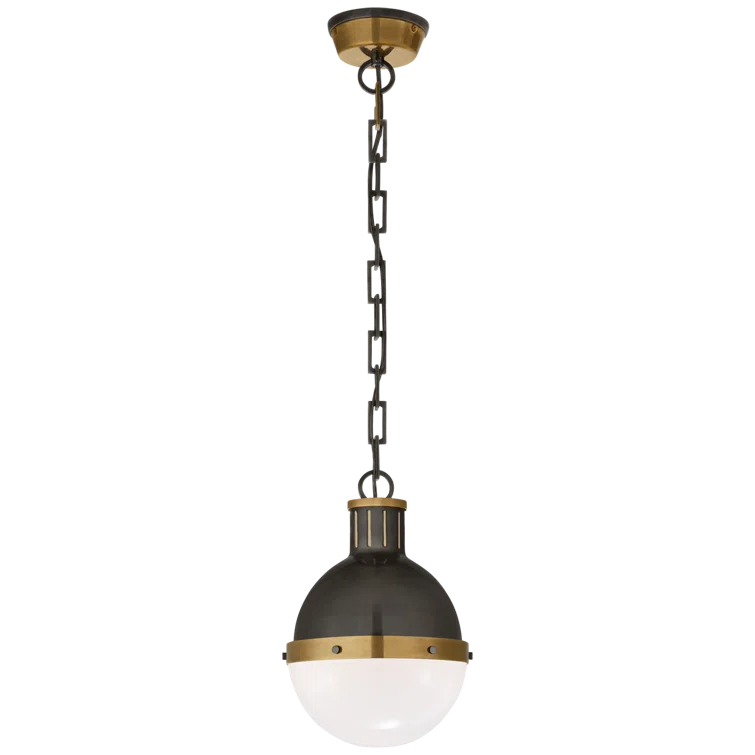 Bronze and Antique Brass Globe Pendant Light