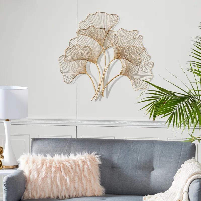Floral Gold Metal Leaf Wall Décor, 36" X 33"