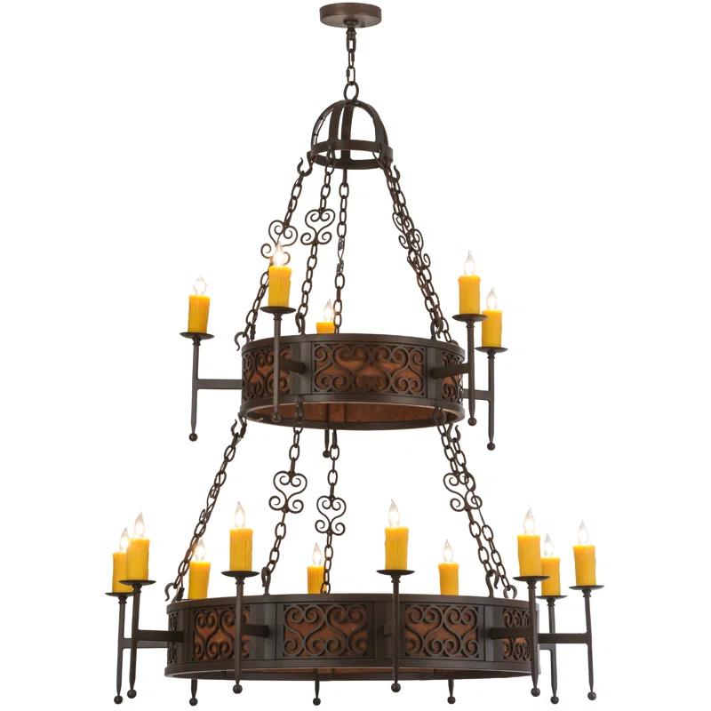Toscano 48" Bronze Two-Tier Candle Chandelier