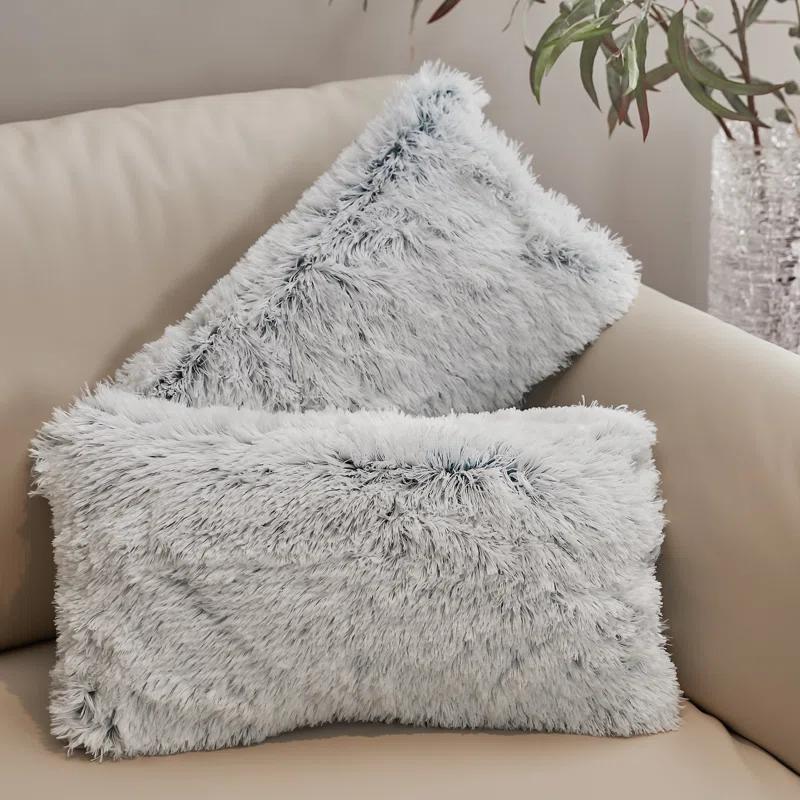 Cheer Collection Cheer Collection Shaggy Hair Decorative Throw Pillows (Set of 2)