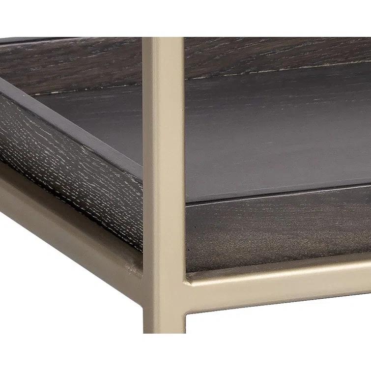 Gray Oak and Gold 1-Drawer Nightstand