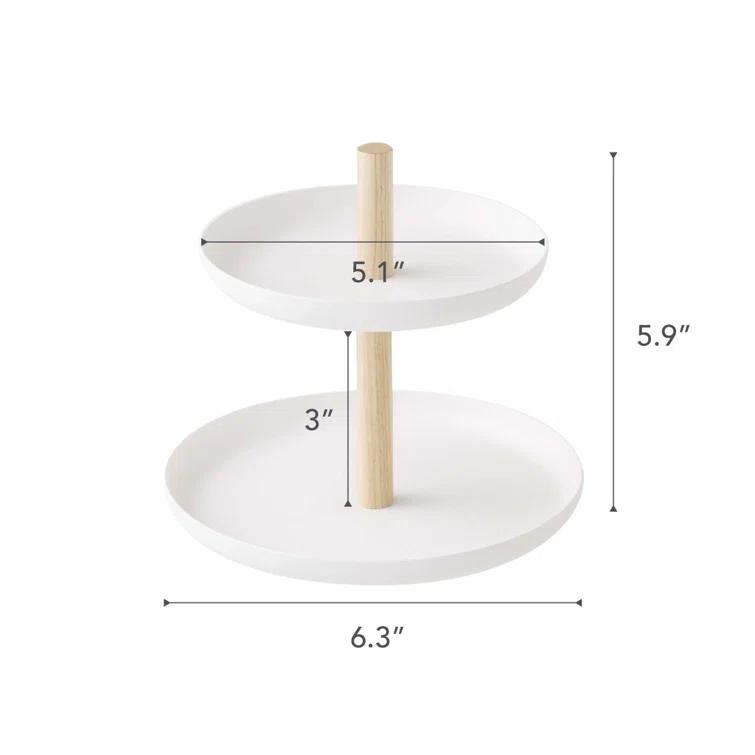 Yamazaki Home Tiered Accessory Trays, Steel + Wood