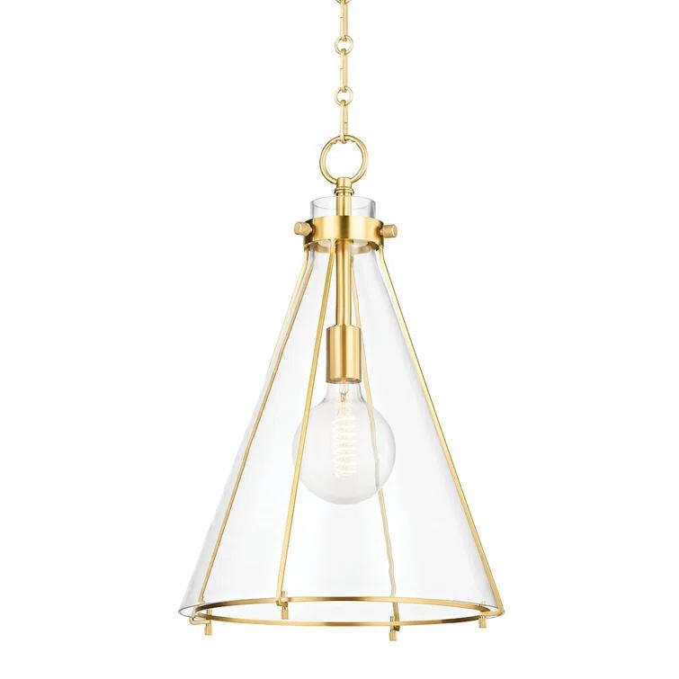 Sybil Pendant Light - Clear / Flared / Antique Brass