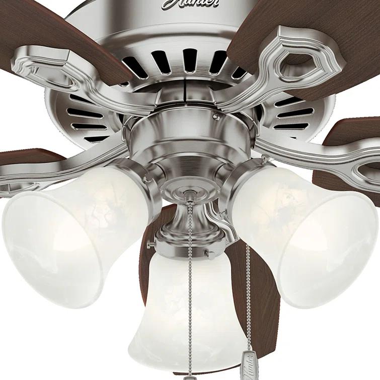 Hunter Fan 42" Builder 5 - Blade Standard Ceiling Fan with Pull Chain and Light Kit Included