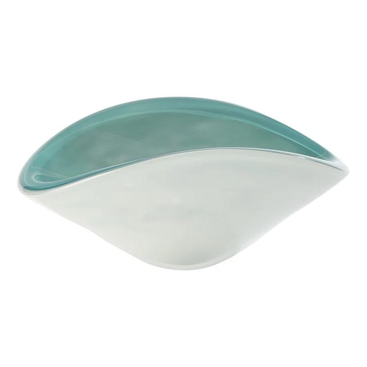 Pinched Cased Glass Bowl-Azure-Lg