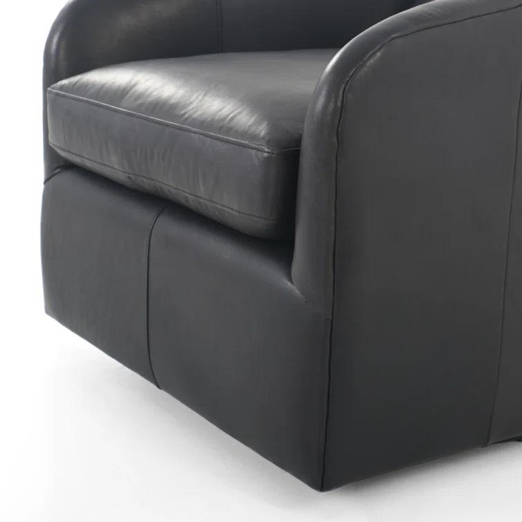 Paralimni Genuine Leather Swivel Armchair