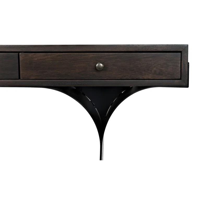 Truss Solid Wood Top Metal Base Writing Desk