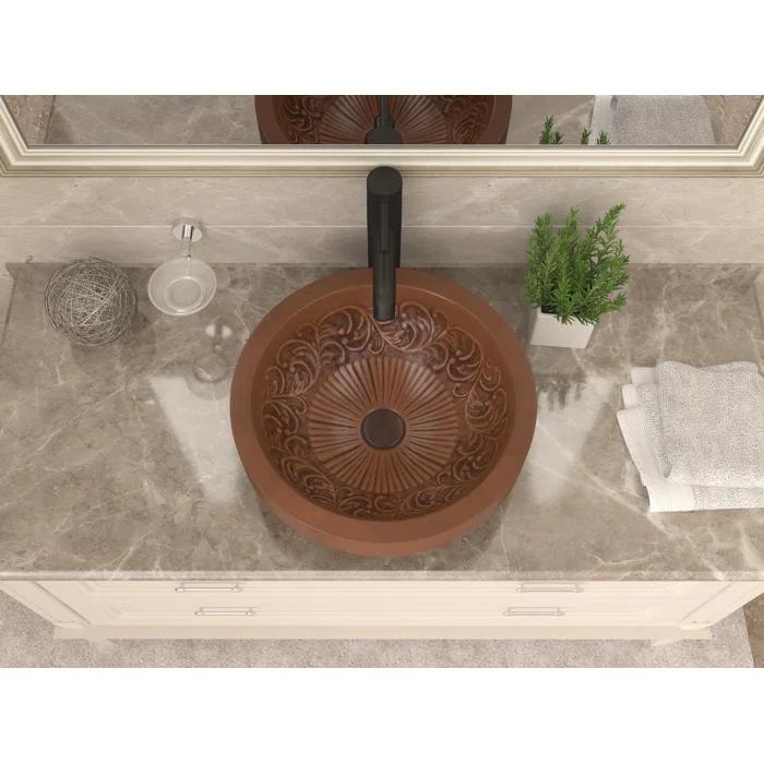 ANZZI Admiral 17'' Polished Antique Copper Copper Circular Bathroom Sink