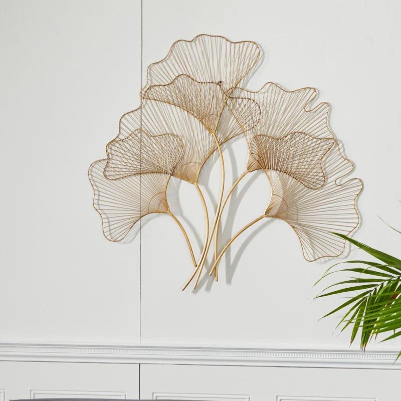 Floral Gold Metal Leaf Wall Décor, 36" X 33"