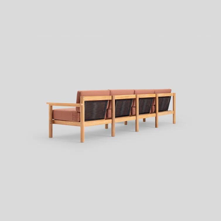 Haven 5-Piece Teak Outdoor Sectional with Sunbrella Cushions and Wooden Armrest
