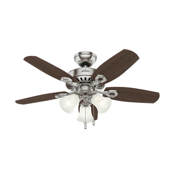 Hunter Fan 42" Builder 5 - Blade Standard Ceiling Fan with Pull Chain and Light Kit Included