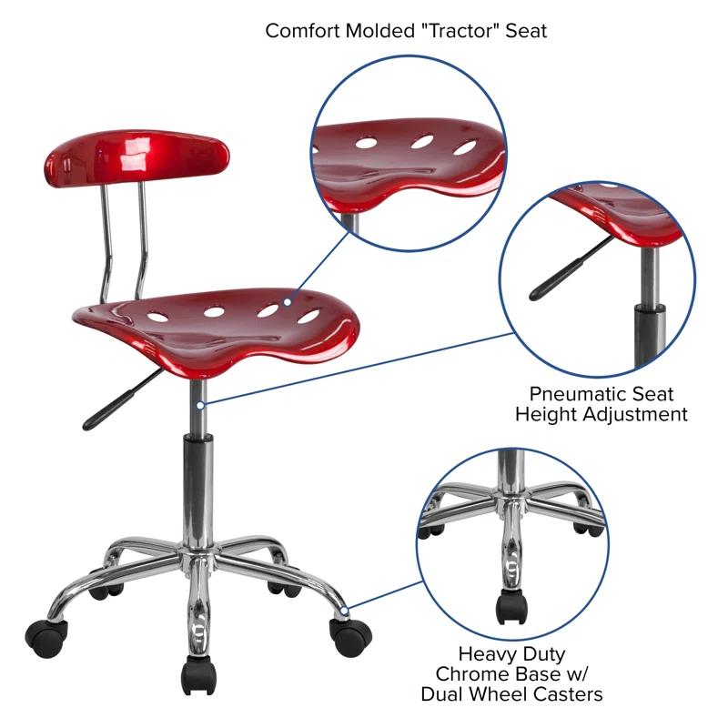 Flash Furniture Bonavant Adjustable Swivel Chair for Desk and Office with Tractor Seat